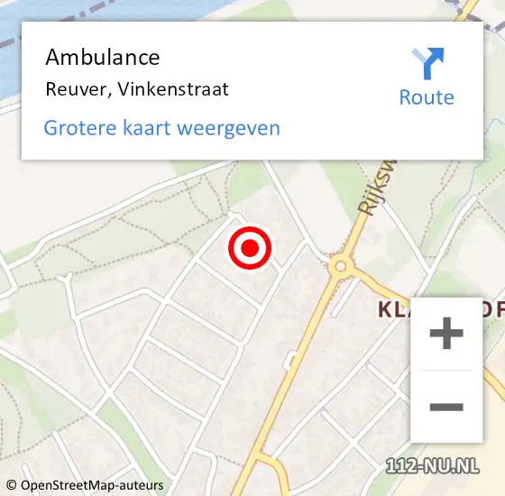 Locatie op kaart van de 112 melding: Ambulance Reuver, Vinkenstraat op 28 februari 2014 10:21