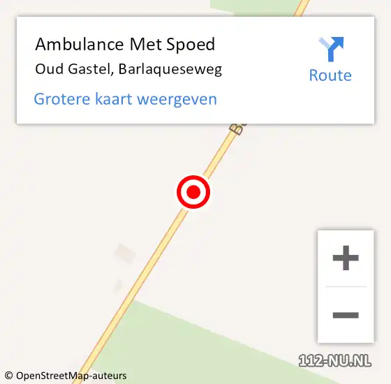 Locatie op kaart van de 112 melding: Ambulance Met Spoed Naar Oud Gastel, Barlaqueseweg op 20 juni 2018 15:49