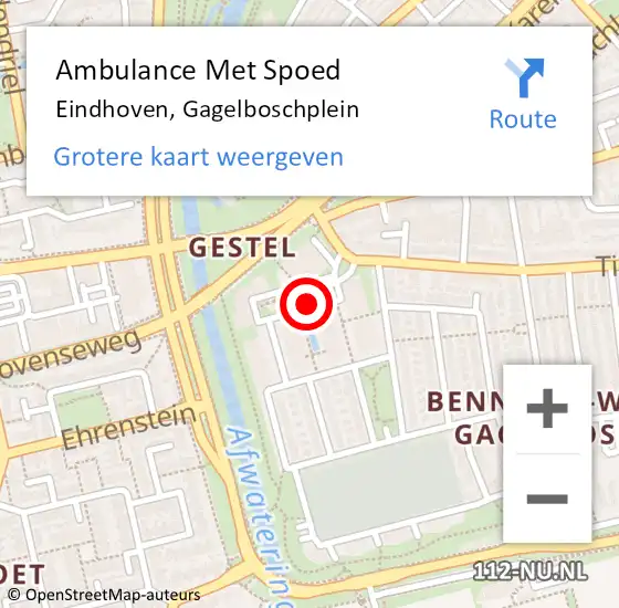 Locatie op kaart van de 112 melding: Ambulance Met Spoed Naar Eindhoven, Gagelboschplein op 20 juni 2018 15:57