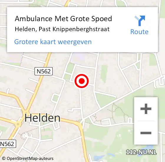 Locatie op kaart van de 112 melding: Ambulance Met Grote Spoed Naar Helden, Past Knippenberghstraat op 28 februari 2014 10:26