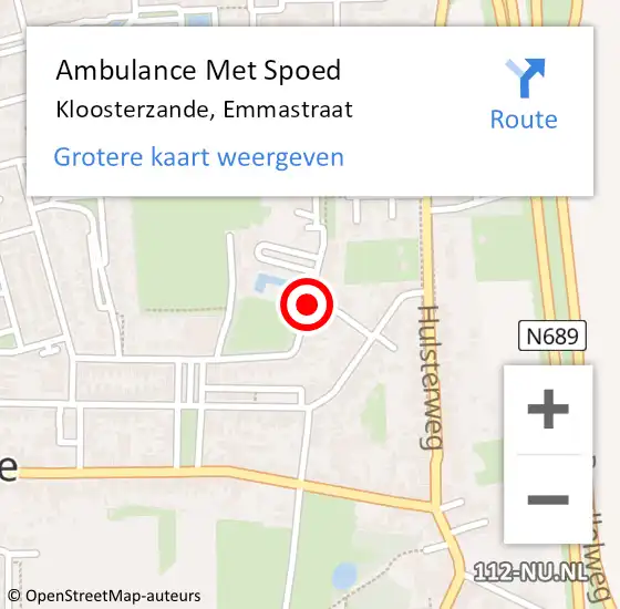 Locatie op kaart van de 112 melding: Ambulance Met Spoed Naar Kloosterzande, Emmastraat op 20 juni 2018 16:10