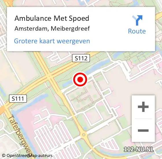 Locatie op kaart van de 112 melding: Ambulance Met Spoed Naar Amsterdam, Meibergdreef op 20 juni 2018 16:38