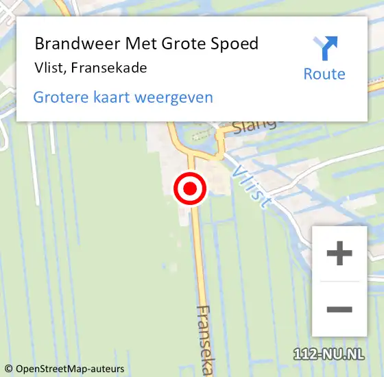 Locatie op kaart van de 112 melding: Brandweer Met Grote Spoed Naar Vlist, Fransekade op 20 juni 2018 16:46