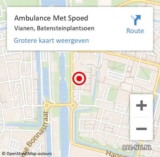 Locatie op kaart van de 112 melding: Ambulance Met Spoed Naar Vianen, Batensteinplantsoen op 20 juni 2018 17:07