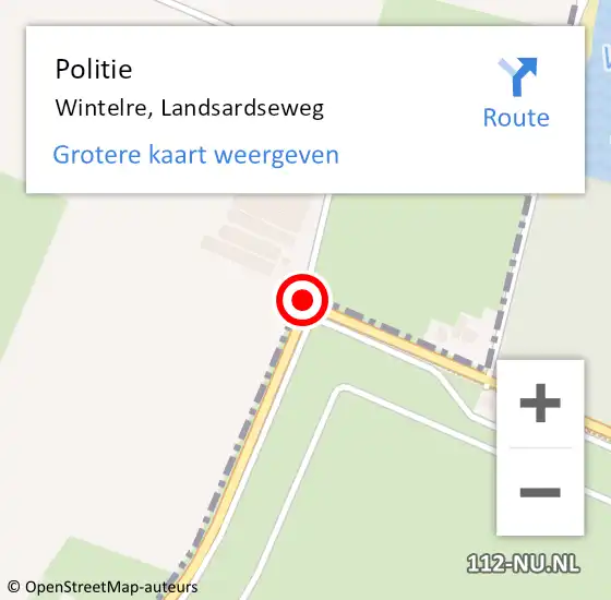 Locatie op kaart van de 112 melding: Politie Wintelre, Landsardseweg op 20 juni 2018 17:32