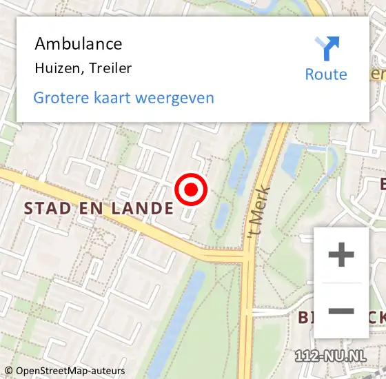 Locatie op kaart van de 112 melding: Ambulance Huizen, Treiler op 28 februari 2014 10:36