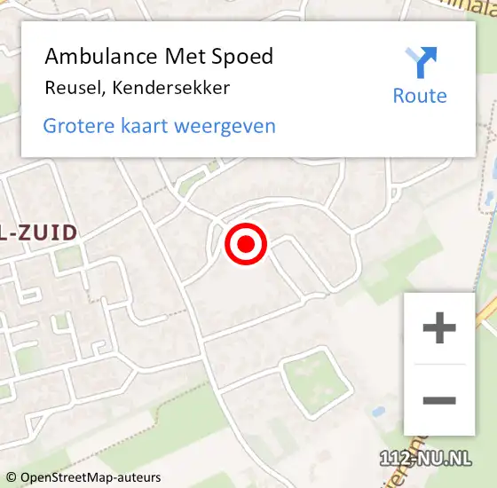 Locatie op kaart van de 112 melding: Ambulance Met Spoed Naar Reusel, Kendersekker op 20 juni 2018 18:05