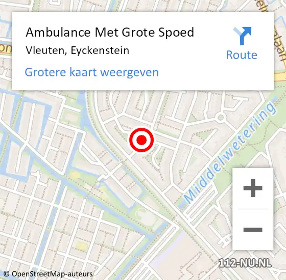 Locatie op kaart van de 112 melding: Ambulance Met Grote Spoed Naar Vleuten, Eyckenstein op 20 juni 2018 18:41