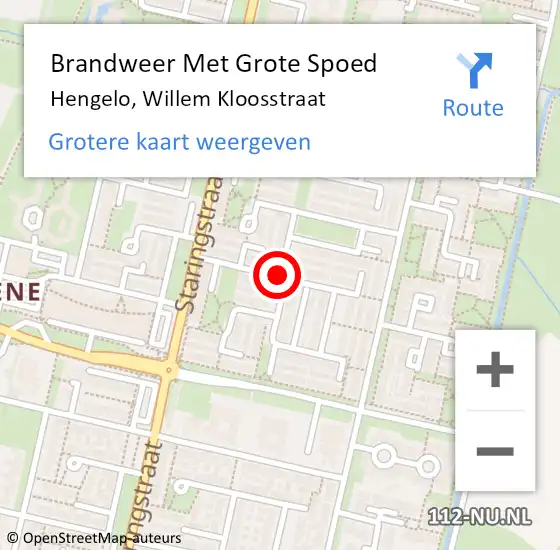 Locatie op kaart van de 112 melding: Brandweer Met Grote Spoed Naar Hengelo, Willem Kloosstraat op 20 juni 2018 18:42