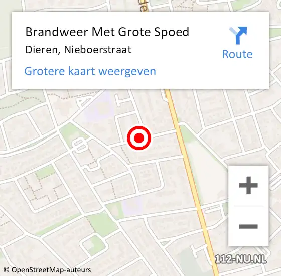 Locatie op kaart van de 112 melding: Brandweer Met Grote Spoed Naar Dieren, Nieboerstraat op 20 juni 2018 18:45