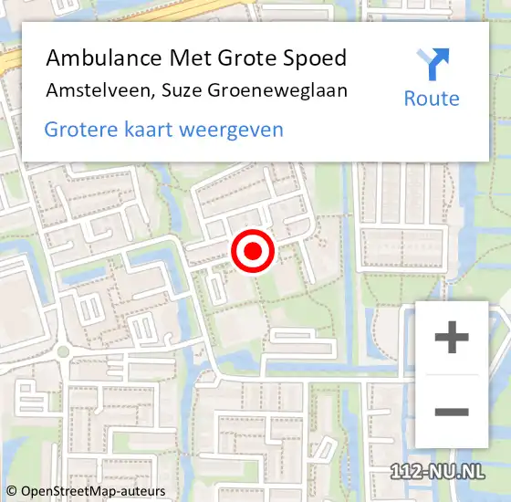 Locatie op kaart van de 112 melding: Ambulance Met Grote Spoed Naar Amstelveen, Suze Groeneweglaan op 20 juni 2018 19:00