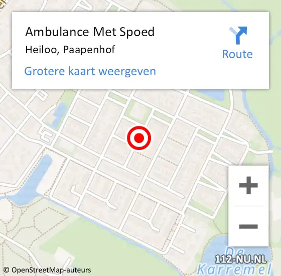 Locatie op kaart van de 112 melding: Ambulance Met Spoed Naar Heiloo, Paapenhof op 20 juni 2018 20:31