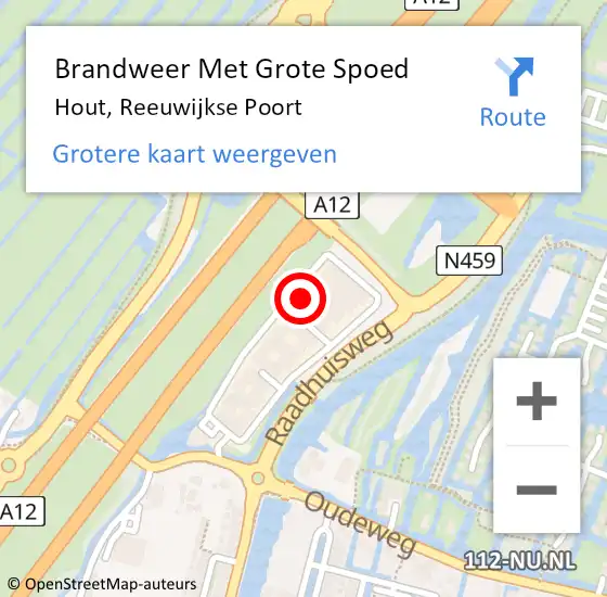 Locatie op kaart van de 112 melding: Brandweer Met Grote Spoed Naar Hout, Reeuwijkse Poort op 20 juni 2018 23:04