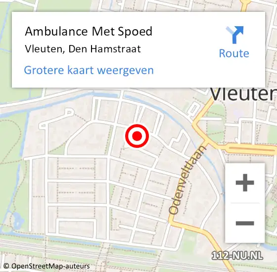 Locatie op kaart van de 112 melding: Ambulance Met Spoed Naar Vleuten, Den Hamstraat op 21 juni 2018 00:03