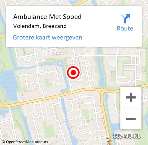 Locatie op kaart van de 112 melding: Ambulance Met Spoed Naar Volendam, Breezand op 21 juni 2018 00:16