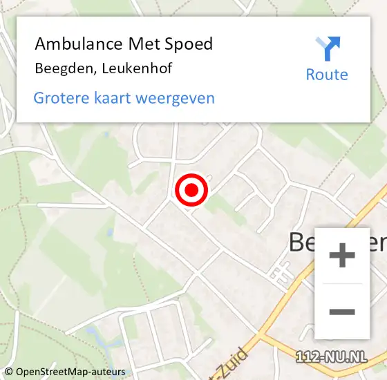 Locatie op kaart van de 112 melding: Ambulance Met Spoed Naar Beegden, Leukenhof op 28 februari 2014 11:04