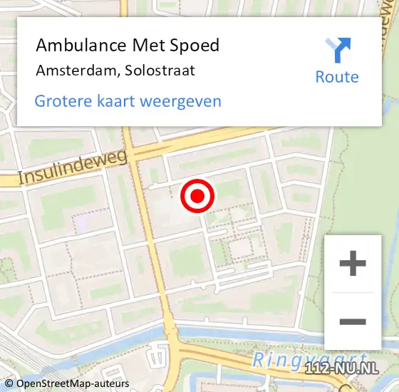 Locatie op kaart van de 112 melding: Ambulance Met Spoed Naar Amsterdam, Solostraat op 21 juni 2018 01:22
