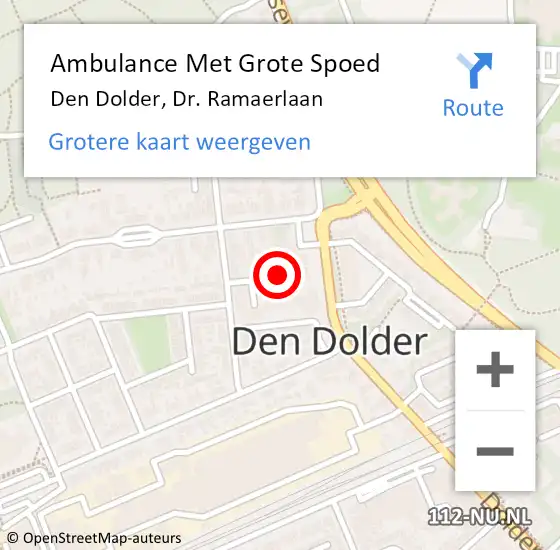 Locatie op kaart van de 112 melding: Ambulance Met Grote Spoed Naar Den Dolder, Dr. Ramaerlaan op 21 juni 2018 01:57