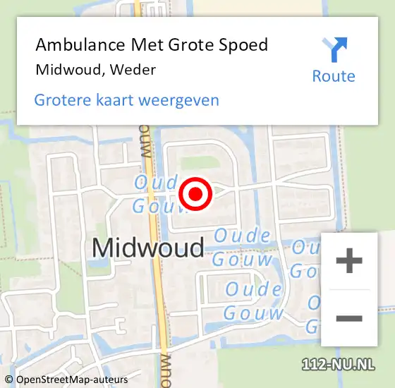 Locatie op kaart van de 112 melding: Ambulance Met Grote Spoed Naar Midwoud, Weder op 21 juni 2018 02:13