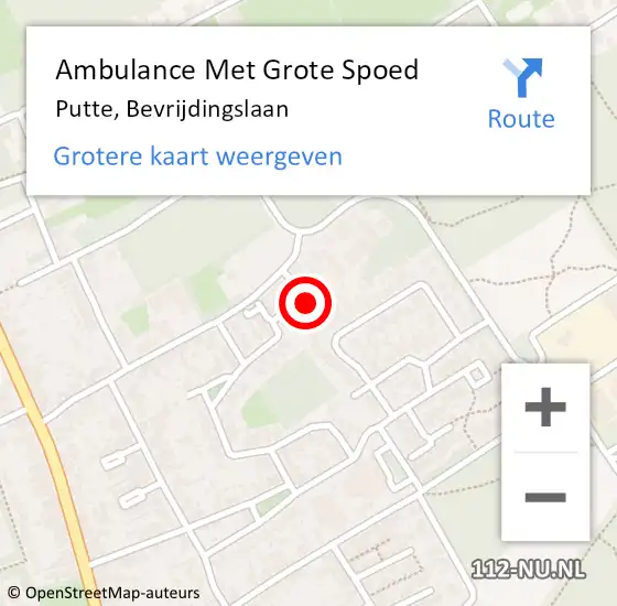 Locatie op kaart van de 112 melding: Ambulance Met Grote Spoed Naar Putte, Bevrijdingslaan op 21 juni 2018 02:47