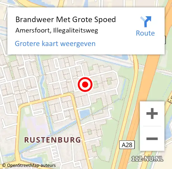 Locatie op kaart van de 112 melding: Brandweer Met Grote Spoed Naar Amersfoort, Illegaliteitsweg op 21 juni 2018 03:24