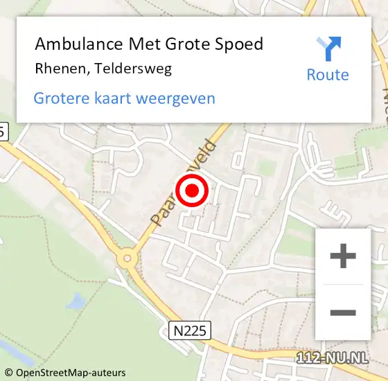 Locatie op kaart van de 112 melding: Ambulance Met Grote Spoed Naar Rhenen, Teldersweg op 21 juni 2018 05:52