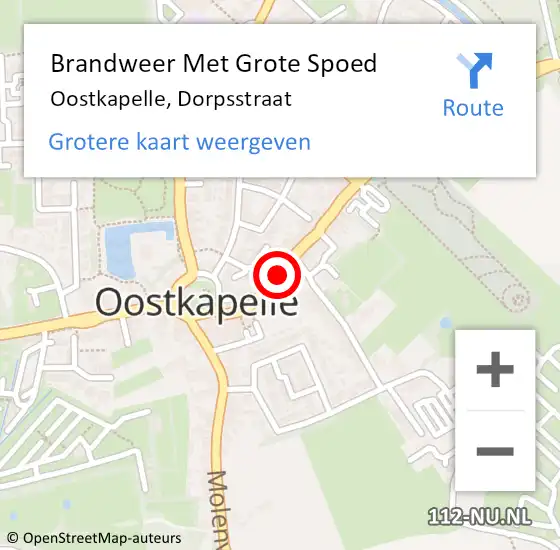 Locatie op kaart van de 112 melding: Brandweer Met Grote Spoed Naar Oostkapelle, Dorpsstraat op 21 juni 2018 06:04