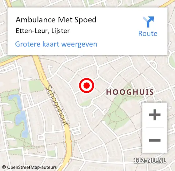 Locatie op kaart van de 112 melding: Ambulance Met Spoed Naar Etten-Leur, Lijster op 21 juni 2018 06:22