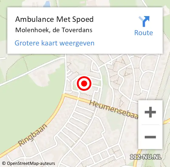 Locatie op kaart van de 112 melding: Ambulance Met Spoed Naar Molenhoek, de Toverdans op 21 juni 2018 07:31
