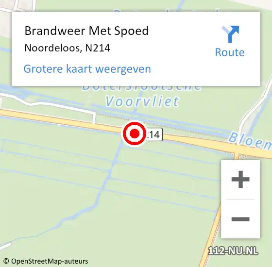 Locatie op kaart van de 112 melding: Brandweer Met Spoed Naar Noordeloos, N214 op 21 juni 2018 07:58