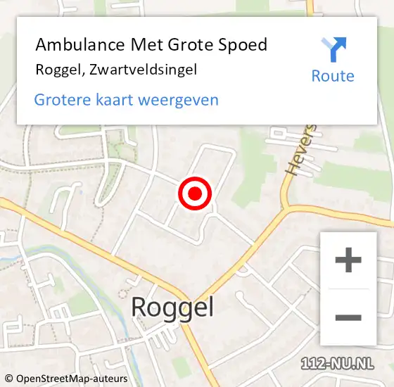 Locatie op kaart van de 112 melding: Ambulance Met Grote Spoed Naar Roggel, Zwartveldsingel op 21 juni 2018 08:18