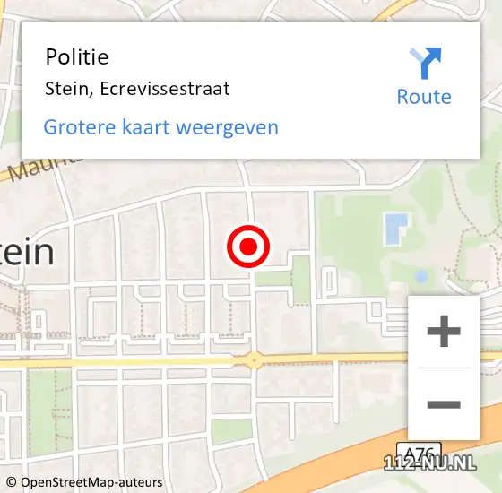 Locatie op kaart van de 112 melding: Politie Stein, Ecrevissestraat op 21 juni 2018 08:25