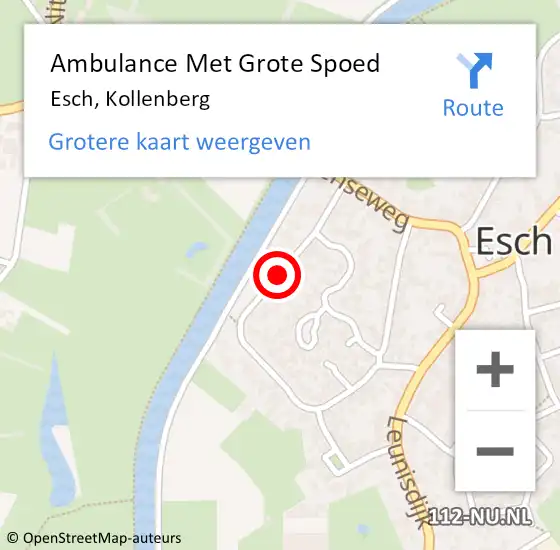 Locatie op kaart van de 112 melding: Ambulance Met Grote Spoed Naar Esch, Kollenberg op 21 juni 2018 08:43