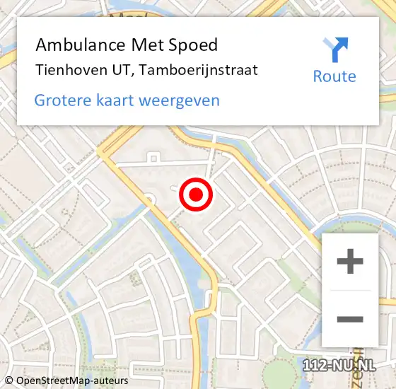 Locatie op kaart van de 112 melding: Ambulance Met Spoed Naar Tienhoven UT, Tamboerijnstraat op 21 juni 2018 08:54