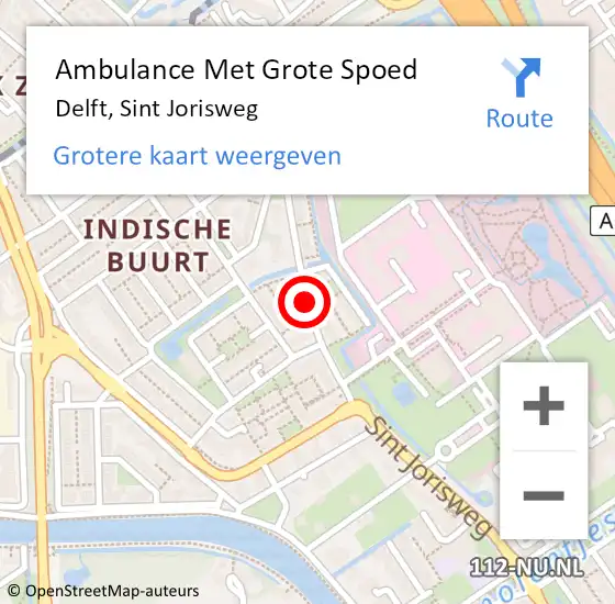 Locatie op kaart van de 112 melding: Ambulance Met Grote Spoed Naar Delft, Sint Jorisweg op 21 juni 2018 09:30