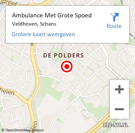 Locatie op kaart van de 112 melding: Ambulance Met Grote Spoed Naar Veldhoven, Schans op 21 juni 2018 09:47