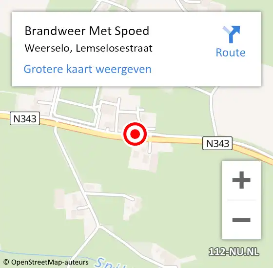 Locatie op kaart van de 112 melding: Brandweer Met Spoed Naar Weerselo, Lemselosestraat op 21 juni 2018 10:01