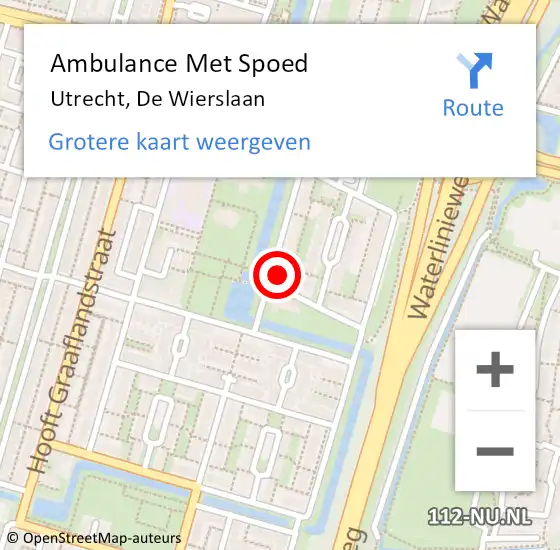 Locatie op kaart van de 112 melding: Ambulance Met Spoed Naar Utrecht, De Wierslaan op 21 juni 2018 10:03