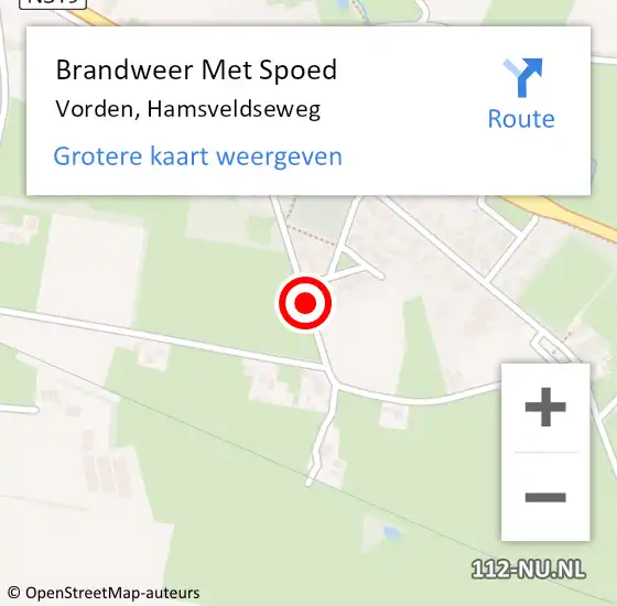 Locatie op kaart van de 112 melding: Brandweer Met Spoed Naar Vorden, Hamsveldseweg op 21 juni 2018 10:28