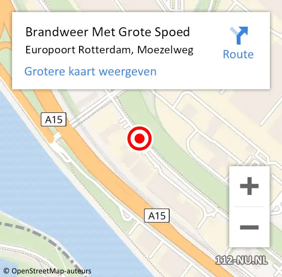 Locatie op kaart van de 112 melding: Brandweer Met Grote Spoed Naar Europoort Rotterdam, Moezelweg op 21 juni 2018 10:28
