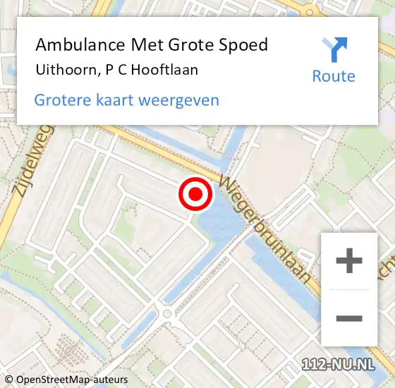Locatie op kaart van de 112 melding: Ambulance Met Grote Spoed Naar Uithoorn, P C Hooftlaan op 21 juni 2018 11:10