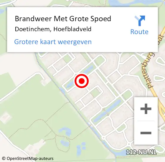 Locatie op kaart van de 112 melding: Brandweer Met Grote Spoed Naar Doetinchem, Hoefbladveld op 21 juni 2018 11:13