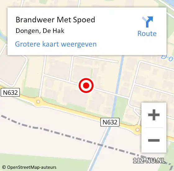 Locatie op kaart van de 112 melding: Brandweer Met Spoed Naar Dongen, De Hak op 21 juni 2018 11:15