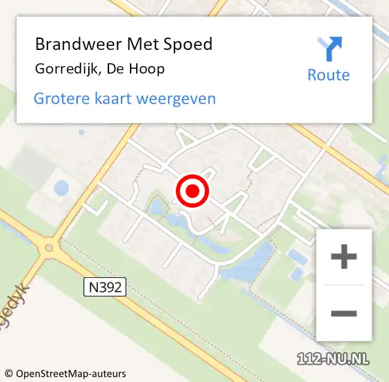 Locatie op kaart van de 112 melding: Brandweer Met Spoed Naar Gorredijk, De Hoop op 21 juni 2018 12:00