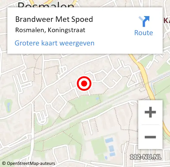 Locatie op kaart van de 112 melding: Brandweer Met Spoed Naar Rosmalen, Koningstraat op 21 juni 2018 12:25