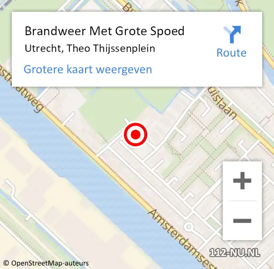 Locatie op kaart van de 112 melding: Brandweer Met Grote Spoed Naar Utrecht, Theo Thijssenplein op 21 juni 2018 12:38