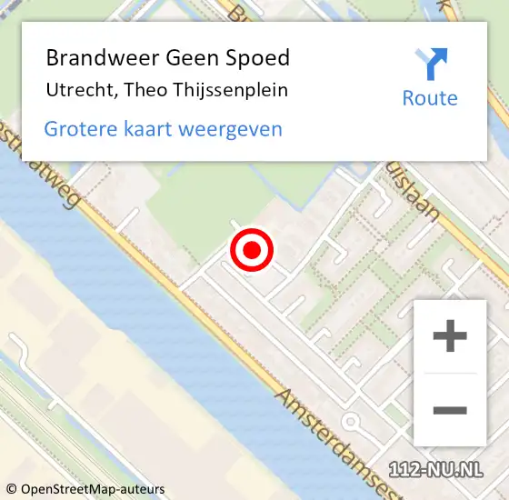 Locatie op kaart van de 112 melding: Brandweer Geen Spoed Naar Utrecht, Theo Thijssenplein op 21 juni 2018 12:40