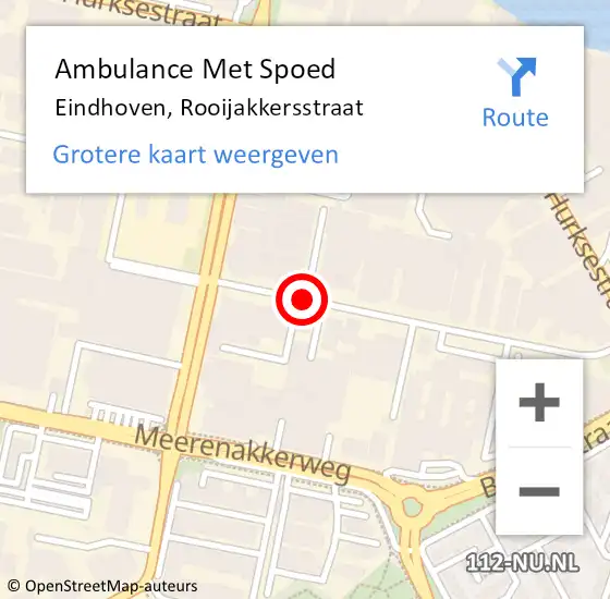 Locatie op kaart van de 112 melding: Ambulance Met Spoed Naar Eindhoven, Rooijakkersstraat op 21 juni 2018 12:42