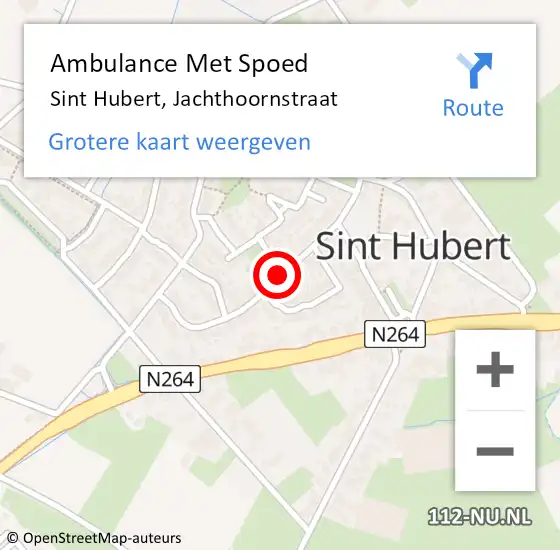 Locatie op kaart van de 112 melding: Ambulance Met Spoed Naar Sint Hubert, Jachthoornstraat op 21 juni 2018 12:45