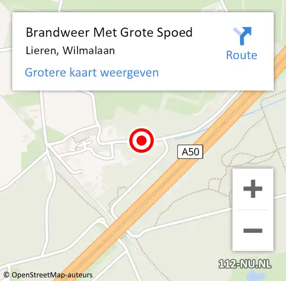 Locatie op kaart van de 112 melding: Brandweer Met Grote Spoed Naar Lieren, Wilmalaan op 21 juni 2018 14:11